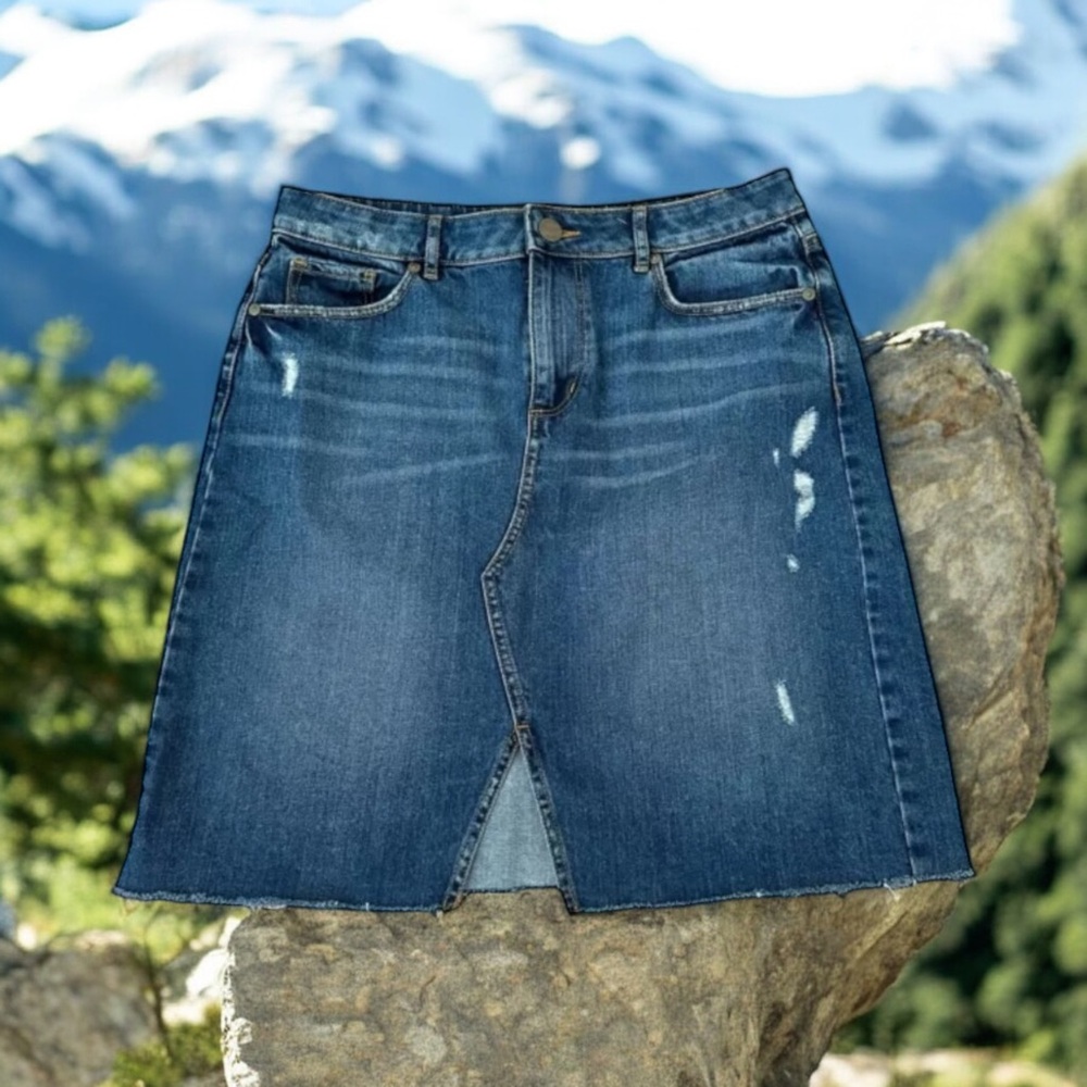 Loft Women’s Split Front Jeans Skirt Blue Size 8